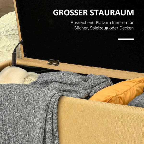 Bænk, brystsæde, polstret bænk, hørlook, op til 150 kg, 101 x 38,5 x 44,5 cm, gul