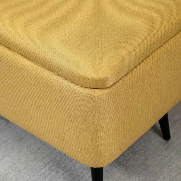 Bænk, brystsæde, polstret bænk, hørlook, op til 150 kg, 101 x 38,5 x 44,5 cm, gul