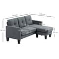 Miniatyrbillede 4 af 10: L-formet hjørnesofa med chaiselong, der kan sættes på begge sider, polstret sofa, mørkegrå