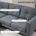 Miniatyrbillede 5 af 10: L-formet hjørnesofa med chaiselong, der kan sættes på begge sider, polstret sofa, mørkegrå