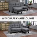 Miniatyrbillede 7 af 10: L-formet hjørnesofa med chaiselong, der kan sættes på begge sider, polstret sofa, mørkegrå