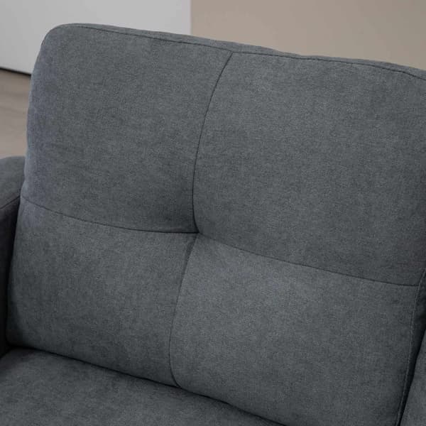 L-formet hjørnesofa med chaiselong, der kan sættes på begge sider, polstret sofa, mørkegrå