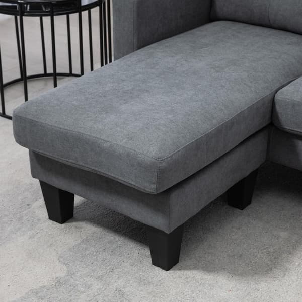 L-formet hjørnesofa med chaiselong, der kan sættes på begge sider, polstret sofa, mørkegrå