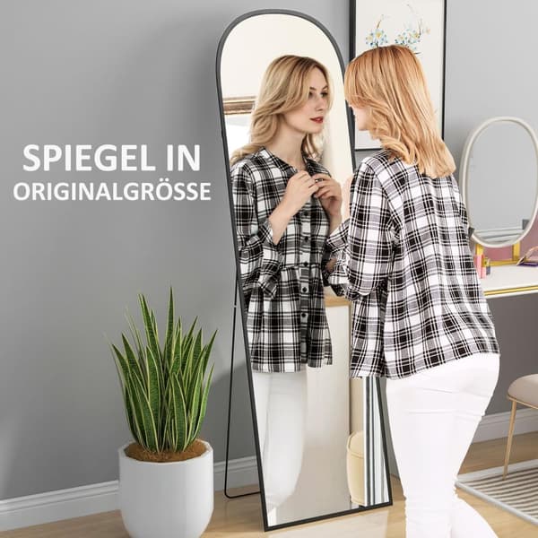 Stående spegel, fullängdsspegel, modern design, 50 cm x 1,5 cm x 161,5 cm, svart
