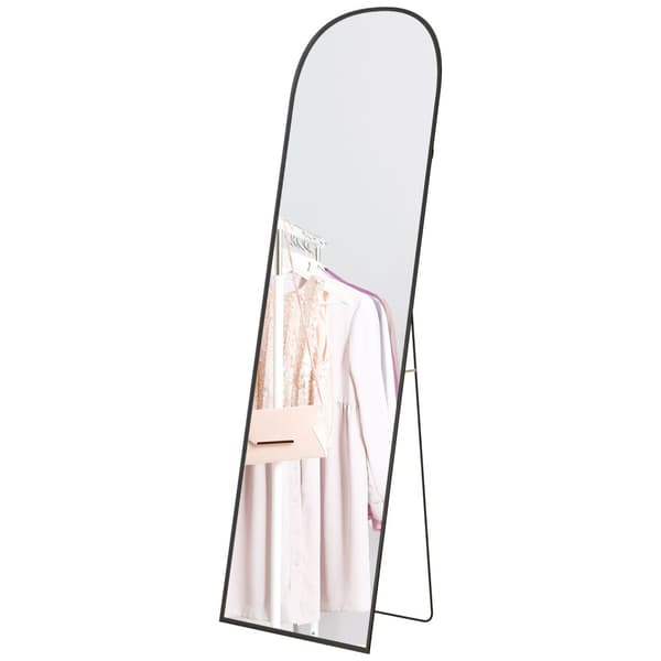 Stående spegel, fullängdsspegel, modern design, 50 cm x 1,5 cm x 161,5 cm, svart