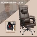 Miniatyrbillede 6 af 10: Kontorstol med massagefunktion, ergonomisk skrivebordsstol med lænefunktion, nakkestøtte, højdejusterbar, brun