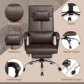 Miniatyrbillede 8 af 10: Kontorstol med massagefunktion, ergonomisk skrivebordsstol med lænefunktion, nakkestøtte, højdejusterbar, brun
