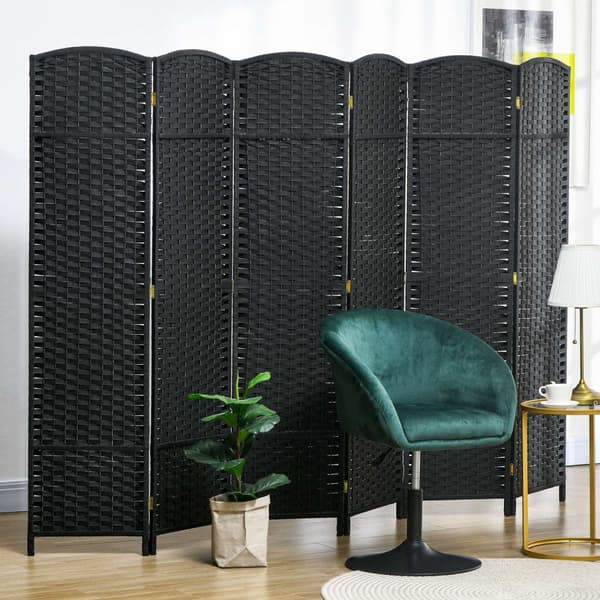 6-panel rumdeler, foldbar privatskærm, privatskærm til stue, soveværelse, hjemmekontor, sort