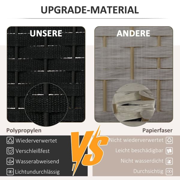 6-panel rumdeler, foldbar privatskærm, privatskærm til stue, soveværelse, hjemmekontor, sort