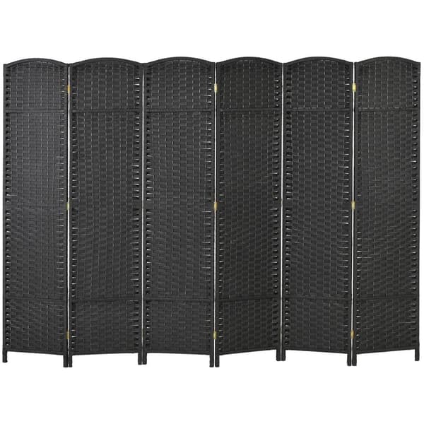 6-panel rumdeler, foldbar privatskærm, privatskærm til stue, soveværelse, hjemmekontor, sort