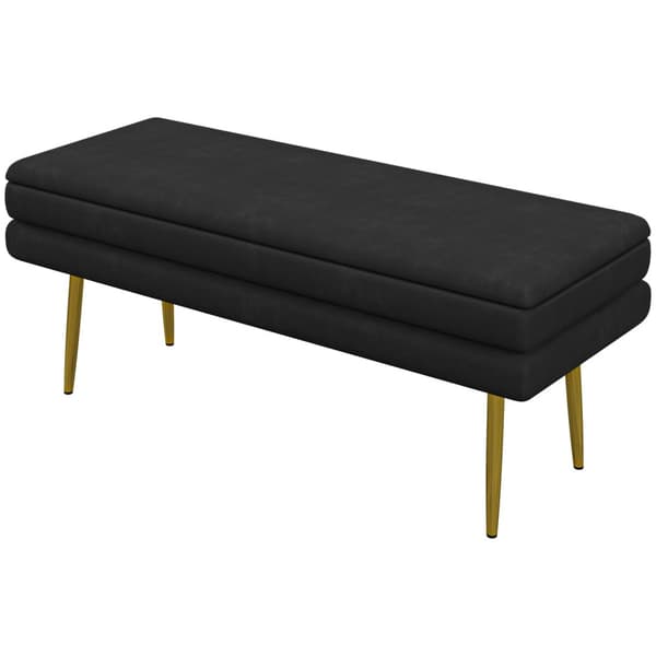 Polstret benk med oppbevaringsplass, stål, 100 cm x 37,5 cm x 42 cm, sort