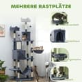 Miniatyrbilde 5 av 10: Kattetre 206 cm kattetårn med hule, 2 lekeballer, sisalstolper, plattform for store katter, mørkegrå