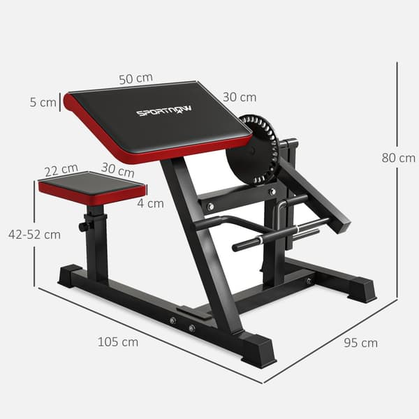 Curl bænk & triceps forlængelse, 5 sædejusteringer, 25 vinkler, stål & syntetisk læder, sort