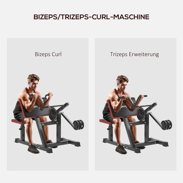 Curl bænk & triceps forlængelse, 5 sædejusteringer, 25 vinkler, stål & syntetisk læder, sort