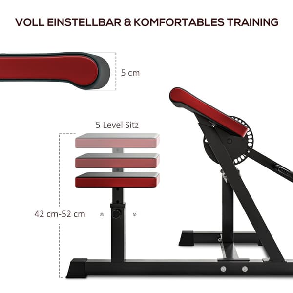 Curl bænk & triceps forlængelse, 5 sædejusteringer, 25 vinkler, stål & syntetisk læder, sort