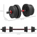 Miniatyrbillede 4 af 10: 2 i 1 håndvægte sæt 20 kg justerbar håndvægt & vægtstang professionel håndvægt styrketræning sort