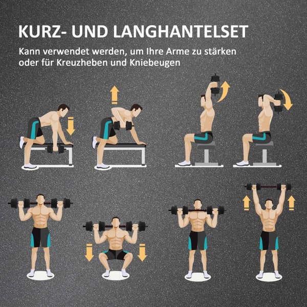2 i 1 håndvægte sæt 20 kg justerbar håndvægt & vægtstang professionel håndvægt styrketræning sort