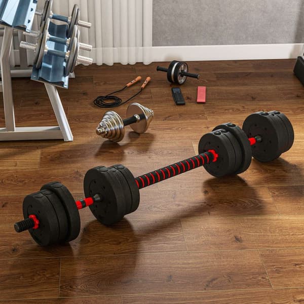 2 i 1 håndvægte sæt 20 kg justerbar håndvægt & vægtstang professionel håndvægt styrketræning sort