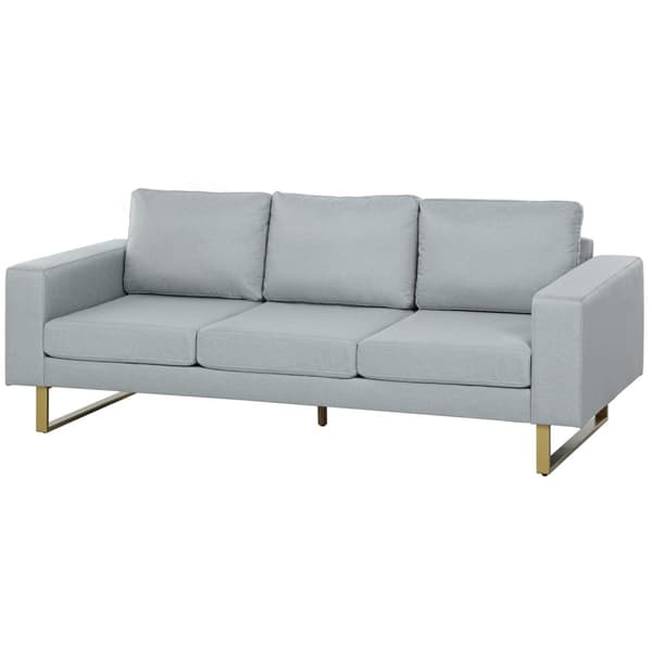 3-seters sofa, sofa med ramme i heltre, metallben, enkel design, lys grå