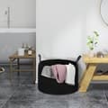 Miniatyrbilde 2 av 10: Vaskepose, 88L, bærbar, sammenleggbar, håndtak i kunstskinn, bomull, Ø56 x 35,5H cm, svart