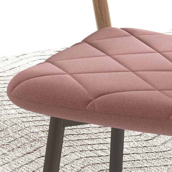 Spisestuestoler sett med 4 kjøkkenstoler med ryggstøtte, fløyelslook, lenestol 45 x 54 x 87 cm rosa