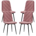 Miniatyrbilde 1 av 10: Spisestuestoler sett med 4 kjøkkenstoler med ryggstøtte, fløyelslook, lenestol 45 x 54 x 87 cm rosa