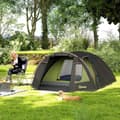 Miniatyrbillede 3 af 10: Tunneltelt til 4 personer, letvægts, stabilt, vandtæt, UV 50+ campingtelt med baldakin, dobbeltdør, sort