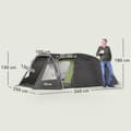 Miniatyrbillede 4 af 10: Tunneltelt til 4 personer, letvægts, stabilt, vandtæt, UV 50+ campingtelt med baldakin, dobbeltdør, sort