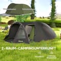 Miniatyrbillede 5 af 10: Tunneltelt til 4 personer, letvægts, stabilt, vandtæt, UV 50+ campingtelt med baldakin, dobbeltdør, sort