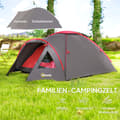 Miniatyrbilde 5 av 10: Campingtelt for 3 personer, lett, stabilt, vanntett, UV 50+, med baldakin, dør, vindu, grunnseil, grå
