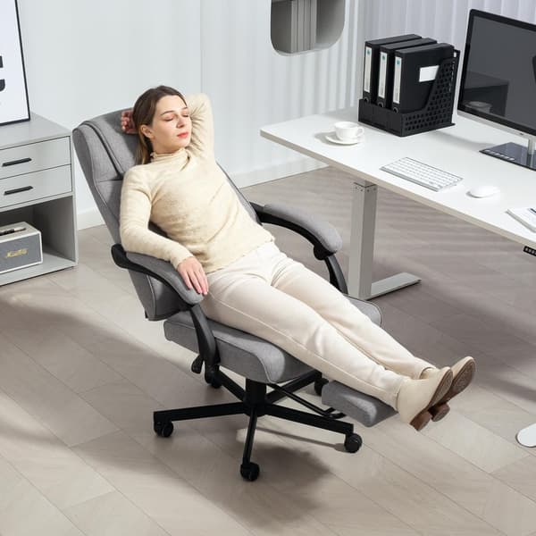 Kontorstol med massagefunktion Ergonomisk chefstol med lænefunktion Fodstøtte Grå