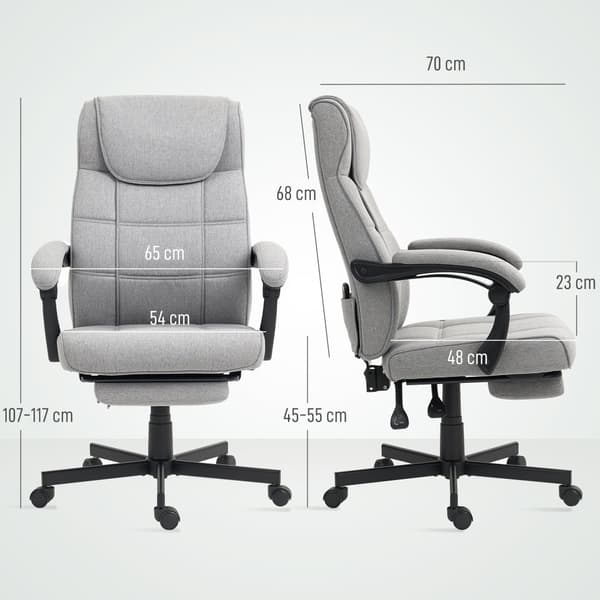 Kontorstol med massagefunktion Ergonomisk chefstol med lænefunktion Fodstøtte Grå