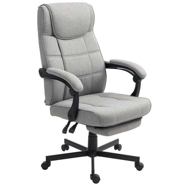 Kontorstol med massagefunktion Ergonomisk chefstol med lænefunktion Fodstøtte Grå