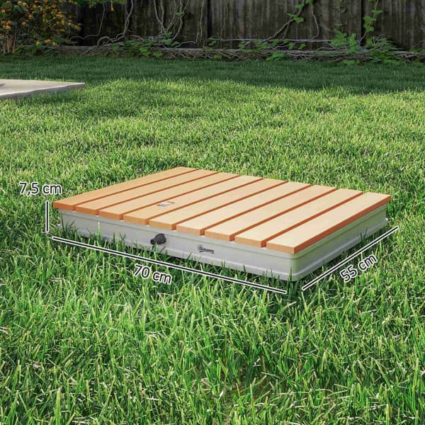 Gulvbruser havebruser med justerbart fodhjul aluminium op til 4 m springvandshøjde 70 x 55 cm naturtræ