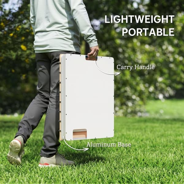Gulvbruser havebruser med justerbart fodhjul aluminium op til 4 m springvandshøjde 70 x 55 cm naturtræ