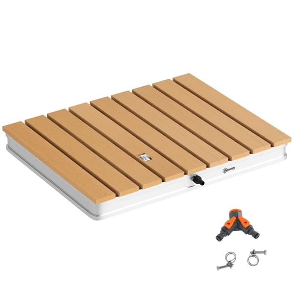 Gulvbruser havebruser med justerbart fodhjul aluminium op til 4 m springvandshøjde 70 x 55 cm naturtræ