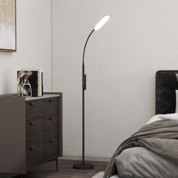 LED gulvlampe, 5 tilstande, hukommelsesfunktion, justerbar lysstyrke, stål, sort