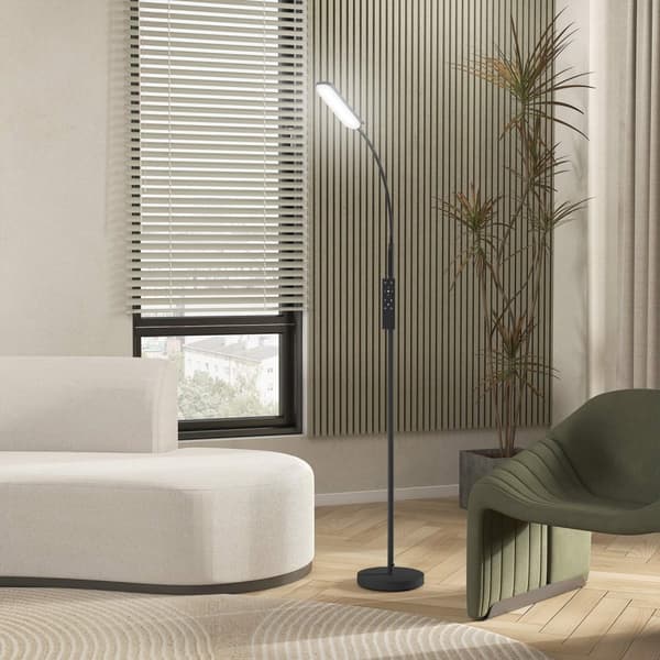 LED gulvlampe, 5 tilstande, hukommelsesfunktion, justerbar lysstyrke, stål, sort