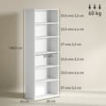 Miniatyrbillede 4 af 10: Reol, 6 rum, justerbare hylder, spånplade, 60 x 24 x 158,5 cm, hvid
