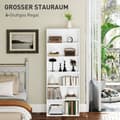 Miniatyrbillede 5 af 10: Reol, 6 rum, justerbare hylder, spånplade, 60 x 24 x 158,5 cm, hvid