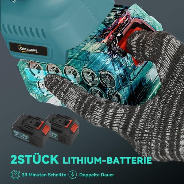 2-i-1 minikædesav 580W med 8000mAh batterisikkerhedslås 8 tommer 42 x 29 x 10,5 cm Blå