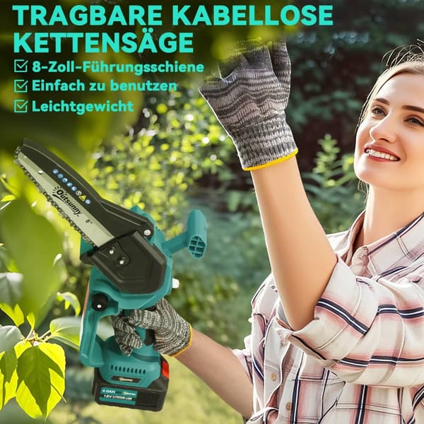 2-i-1 minikædesav 580W med 8000mAh batterisikkerhedslås 8 tommer 42 x 29 x 10,5 cm Blå