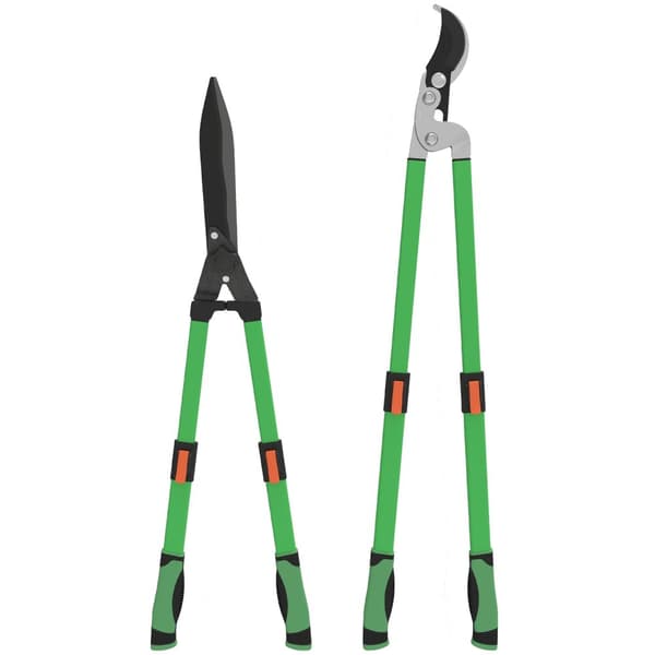 Hækkesakssæt 2-delt havesaks klingelængde 90 cm beskæringssaks med metalklinger, udtrækbart håndtag
