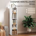Miniatyrbillede 6 af 10: Reol, 5 rum, justerbare hylder, træ, 30 x 24 x 133,5 cm, hvid