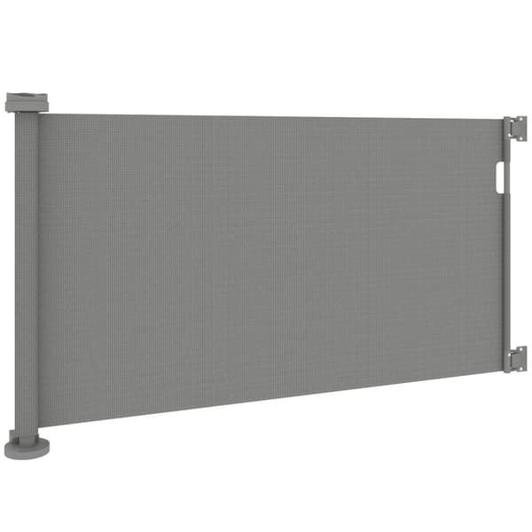Trappeport uttrekkbar 0-136cm 87 cm høy dørport for kjæledyr 142 x 10 x 87 cm grå