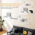 Miniatyrbillede 6 af 10: Klatrevæg til katte 6-delt kat klatrevægsæt med kattehus, hængekøje, platform og kradsebræt grå