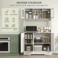 Miniatyrbillede 5 af 10: Køkkenskab, skandinavisk design, 4 skabe, justerbare hylder, glaslåger, åben plads, spånplade, MDF, hvid