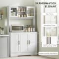 Miniatyrbillede 7 af 10: Køkkenskab, skandinavisk design, 4 skabe, justerbare hylder, glaslåger, åben plads, spånplade, MDF, hvid