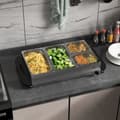 Miniatyrbillede 3 af 10: 2-i-1 buffetvarmer 6,8L kogeplade 300 Watt rustfrit stål madvarmer sølv