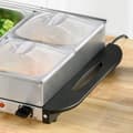 Miniatyrbillede 10 af 10: 2-i-1 buffetvarmer 6,8L kogeplade 300 Watt rustfrit stål madvarmer sølv